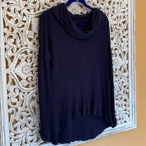 Lucky Brand Navy waffle long sleeve w/ cowl neck